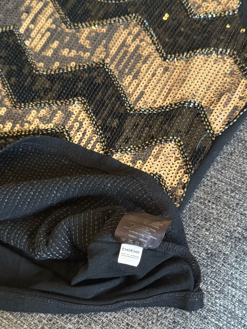 bebe Black and Silver Sequin Chevron Tank Top - Picture 5 of 7